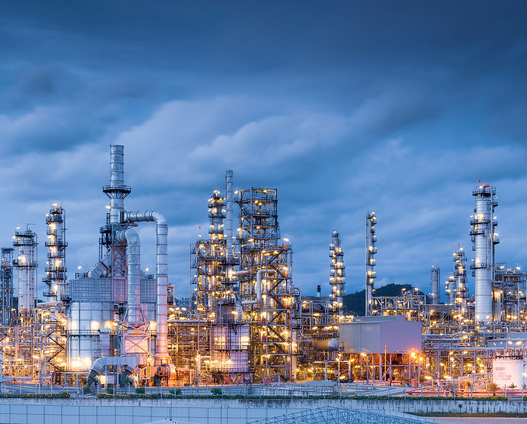 Oil refinery plant in the evening
